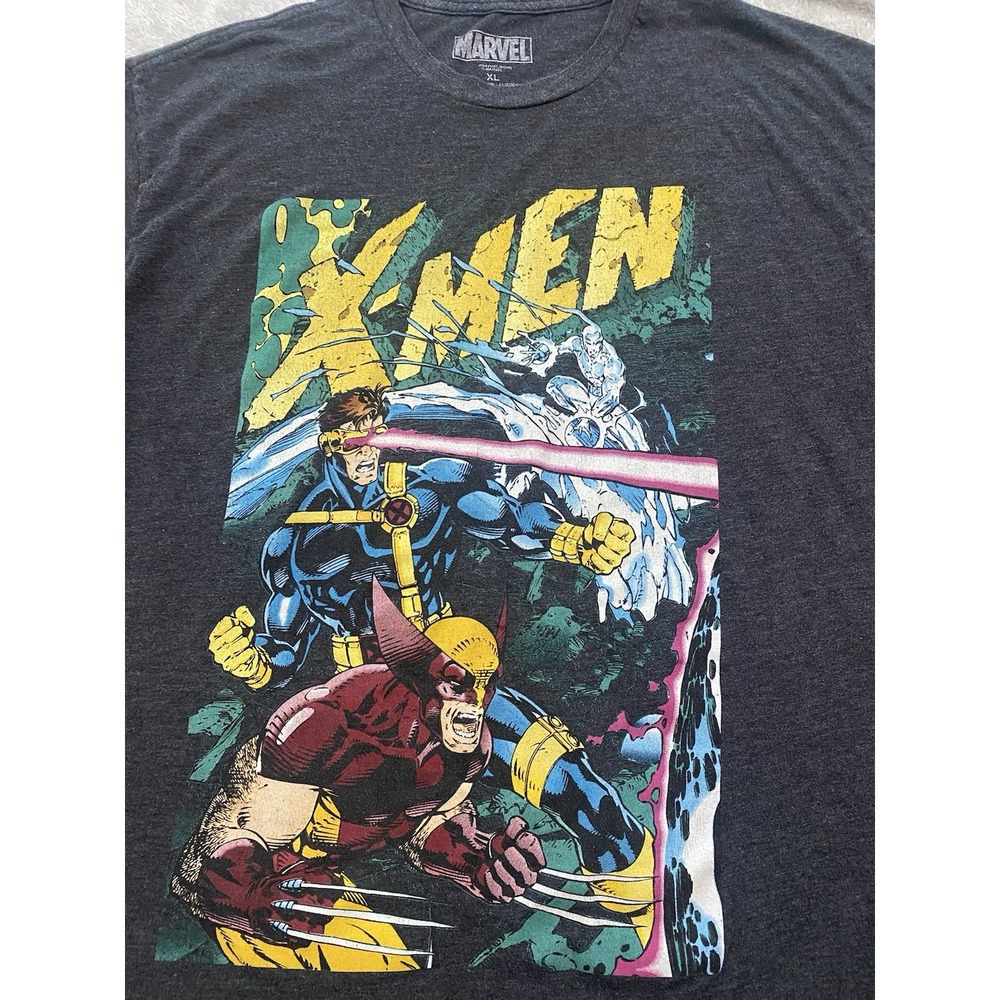 Marvel X-Men Men's T Shirt Sz XL Charcoal Grey Wolverine Cyclops Iceman Comics‎ - Picture 4 of 4